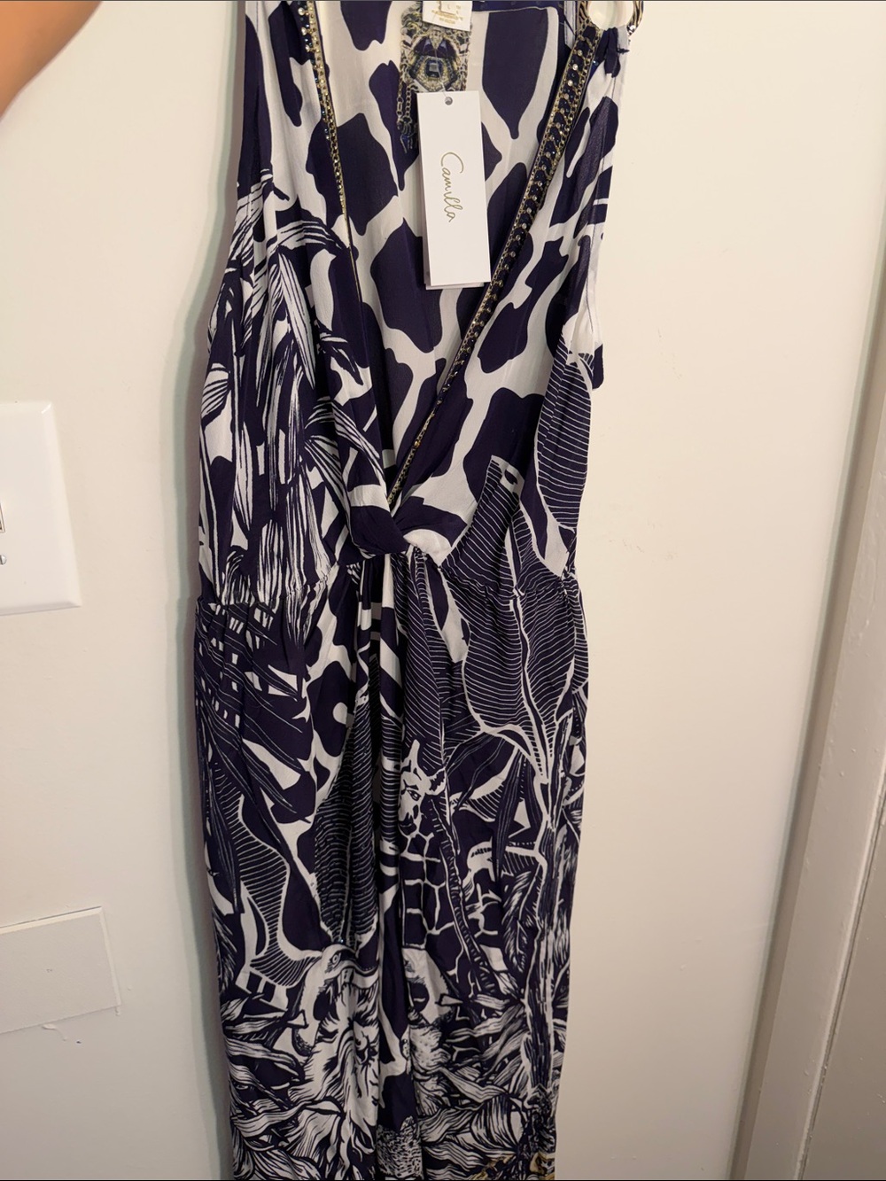Camilla Black, White and Gold Printed Maxi Dress - Picture 6 of 6